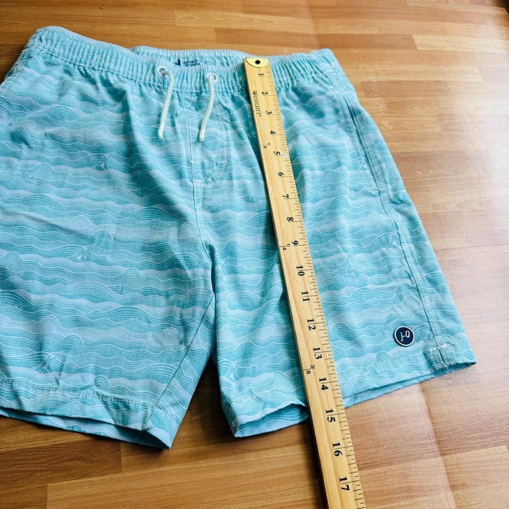 Johnnie-O swim trunks boys size 14 wave print light blue